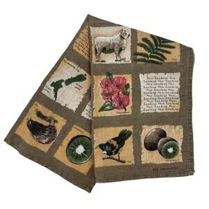 Vintage Tea Towel‎ Linen Harvest Derek of New Zealand Floral Fruit